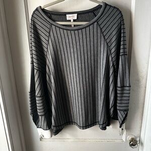 Laundry By Shelli Segal Gray and Black Striped Top
